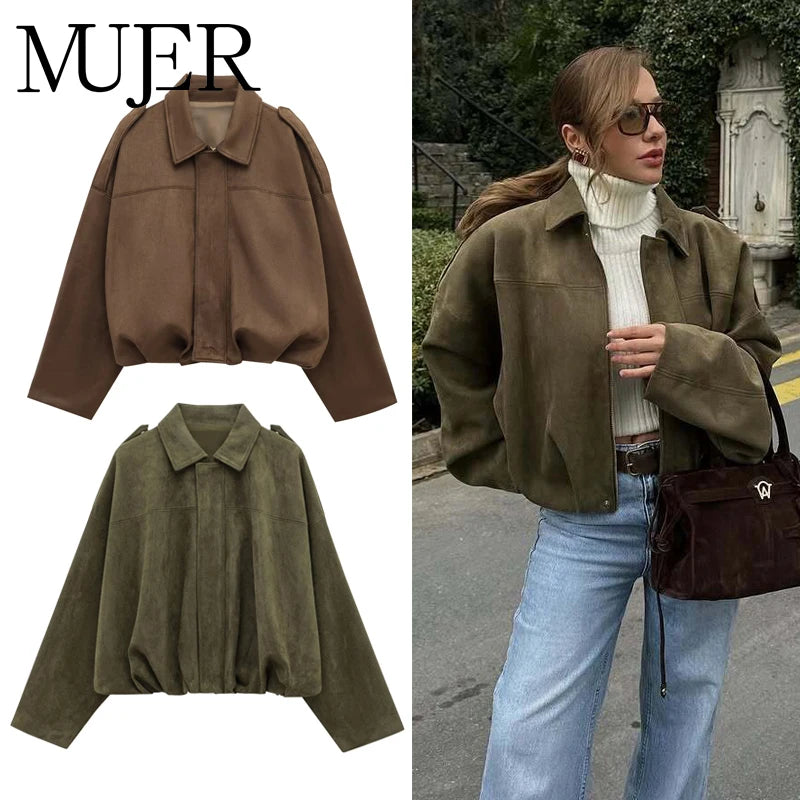 SPURVELLE Bomber Jacket — The Faux Suede Varsity Statement